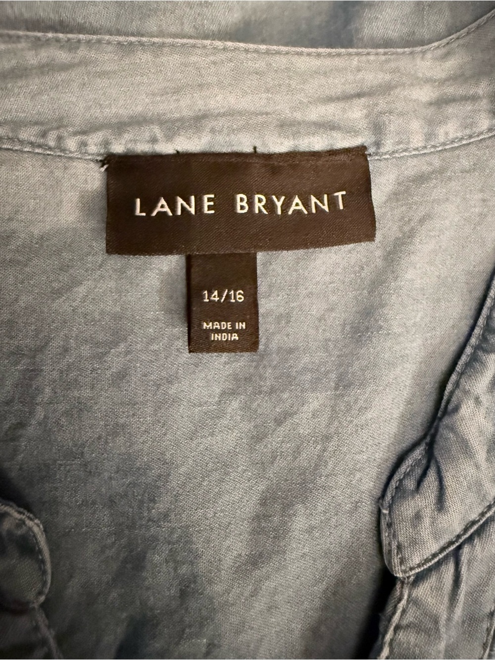 Lane Bryant Denim Tunic Shirt Women’s Size 14/16 Roll Tab Sleeves 100% Cotton - Picture 3 of 5